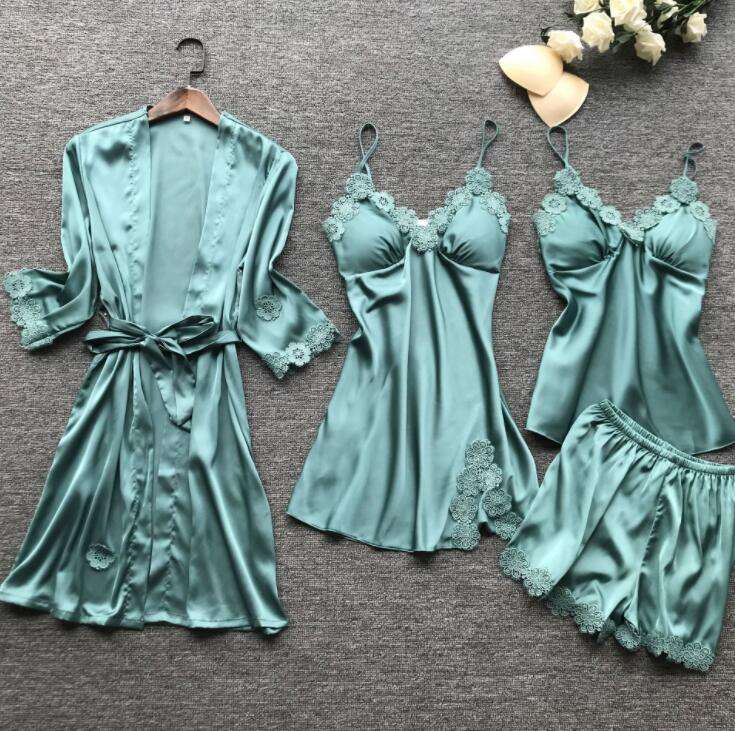 Set cadou 4 piese dama mătase Verde
