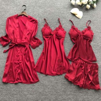 Set cadou 4 piese dama mătase Red rose